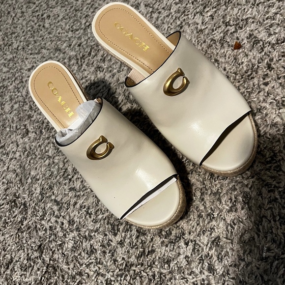 Coach Gloria Leather Espadrille Wedge Sandals - Picture 1 of 7